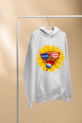 4th of July Vintage Sublimation Sunflower Glasses Icecream T Shirt
