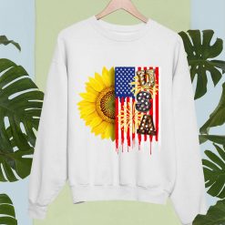 4th of July Vintage Sublimation Sunflower US Flag Lightbulb T Shirt
