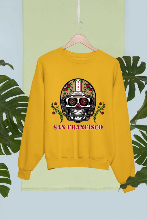 San Francisco Football Helmet Sugar Skull Day Of The Dead T-Shirt
