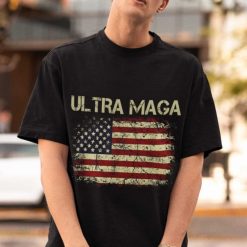 Funny ULTRA MAGA Republican Vintage Grunge US Flag Shirt