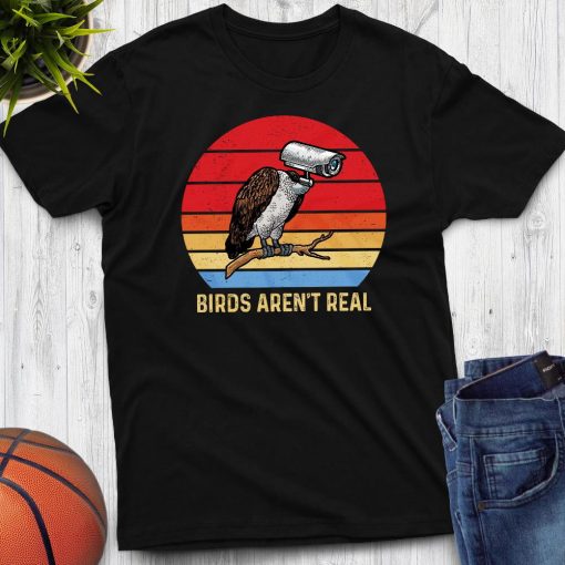 Birds Are Not Real Retro Funny Bird Watching Spies T Shirt