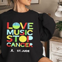 Love Music Stop Cancer St Jude Breast Awareness Unisex Shirt