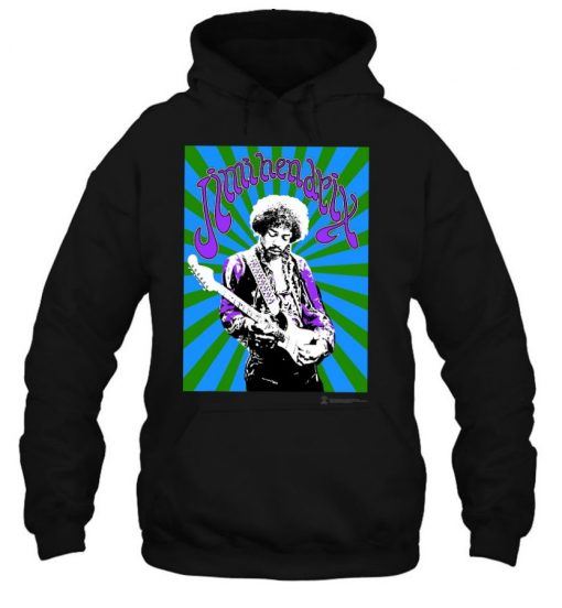 Mens Jimi Hendrix Official Black Spiral T Shirt