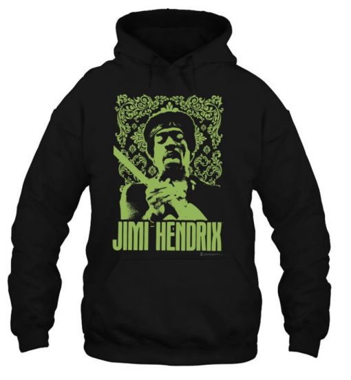 Mens Jimi Hendrix Official Green Filigree T Shirt
