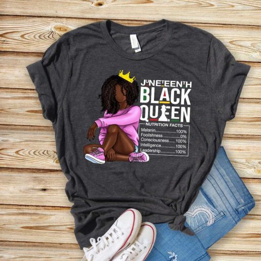 Juneteenth Queen Black Nutritional Facts Shirt