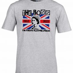 God Save The Boss 1952 2022 The Queens Platinum United Kingdom Flag Jubilee Queen Elizabeth T Shirt