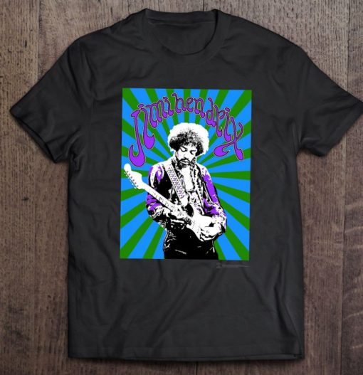 Mens Jimi Hendrix Official Black Spiral T Shirt