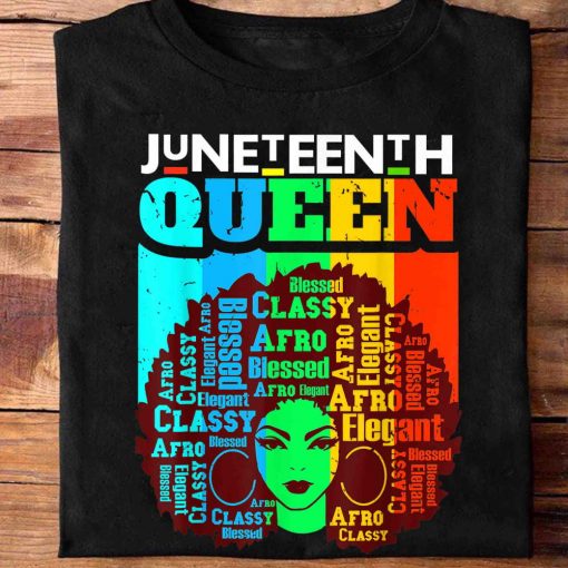 Juneteenth 1865 Queen Afro Melanin Black Girl T Shirt