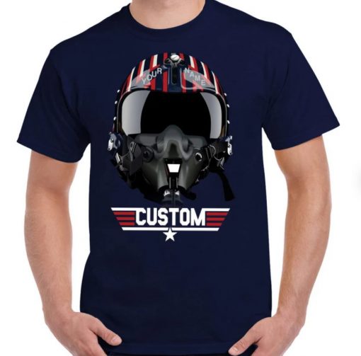 Top Gun Maverick’s Helmet Custom Name and Logo T-Shirt
