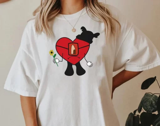 Bad Bunny Shirt, Sad Heart Crewneck Sweatshirt
