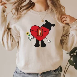 Bad Bunny Shirt, Sad Heart Crewneck Sweatshirt