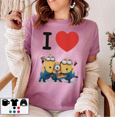 I Love Minions Shirt, Cartoon Banana Shirt, Heart Minions Shirt
