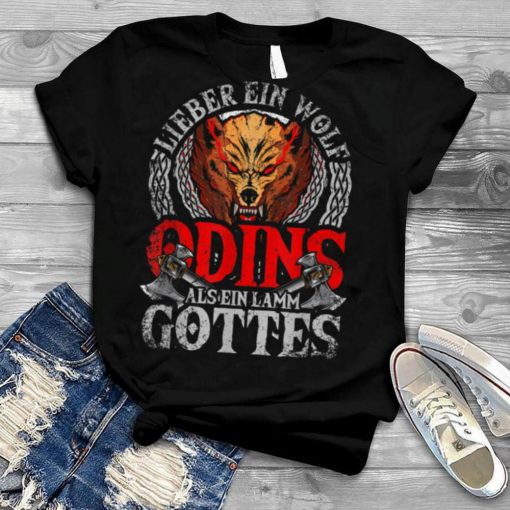 Mens Dear a Wolf Odins As A Lamb of God Viking T Shirt