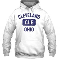Cleveland Cle Gym Style Distressed Navy Blue Print T Shirt