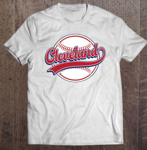 Vintage Cleveland Cityscape Baseball Lover Player And Fans