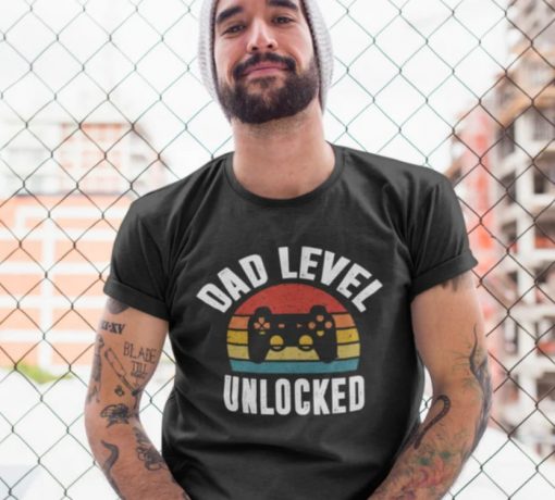 Dad Level Unlocked T-Shirt Dad Gaming Shirt First Time Dad T Shirt