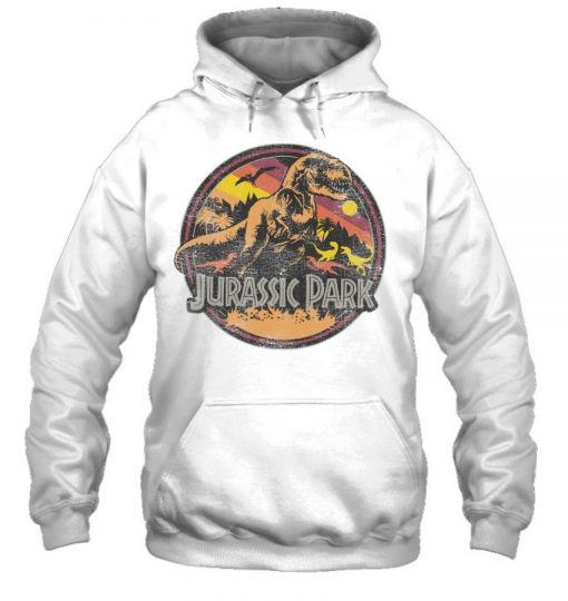 Jurassic Park Distressed T-Rex Logo Orange T Shirt