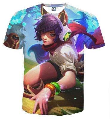 League of Legends Ahri Female Fighter Lively Color Art Style T-Shirt
