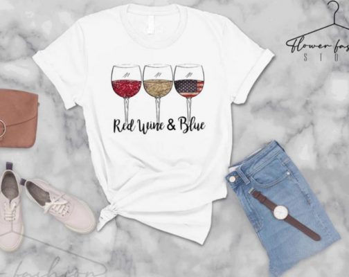 4th Of July T Shirt, Red Wine Blue Shirt, Independence Day Shirt, American Flag Shirt