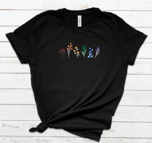 LGBTQ Wildflowers Shirt, Cute Pride T-Shirt, Queer Girls Tees, Lesbian Shirt, LGBT Pride Tee