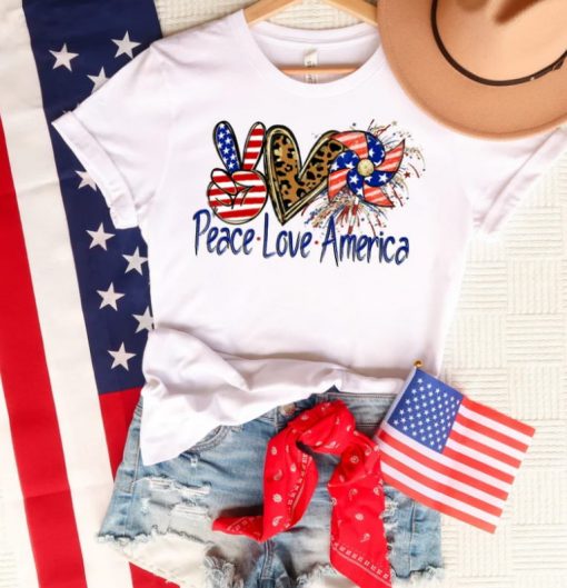 Peace Love America Shirt, 4th of July Shirt, Independence Day Shirt