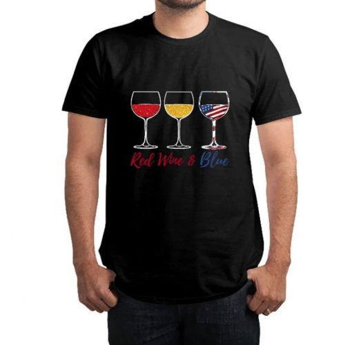 Red Wine Blue 4th Of July Shirt