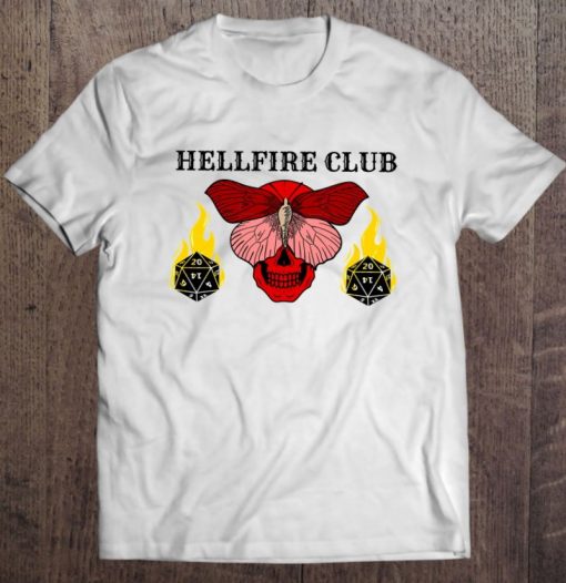 Stranger Things Hellfire Club Red Skull Butterfly T Shirt