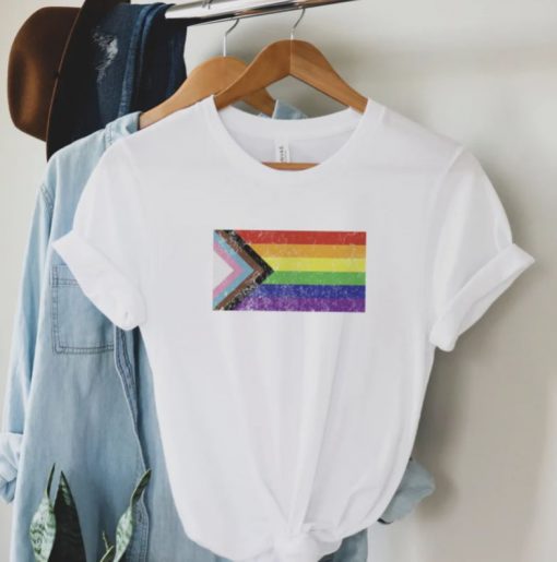 Progress Pride Flag Shirt, Pride Month Gift, LGBTQIA Apparel, Inclusive Rainbow Tee