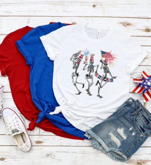 Fourth of July Skellies, 4th of July Shirts, Skeletons, American Flag Shirt,4th of July T Shirt
