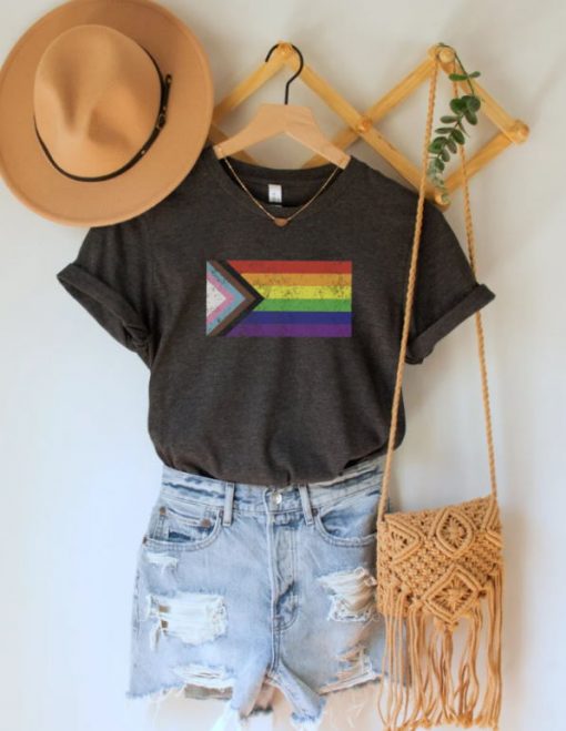 Progress Pride Flag Shirt, Pride Month Gift, LGBTQIA Apparel, Inclusive Rainbow Tee