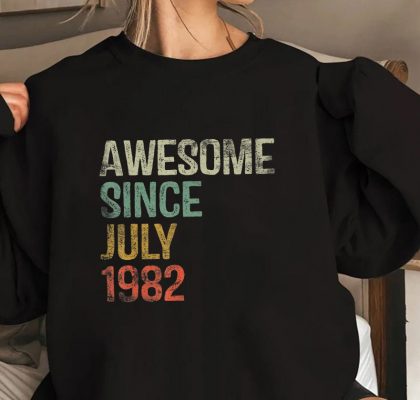 40th Birthday Gifts Awesome Since July 1982 40 Year Old T Shirt 1