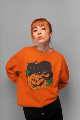 Black Cat On Pumpkin Sweatshirt 2
