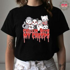 Chillin With My Creeps Cat Horror Serial Killer T-Shirt