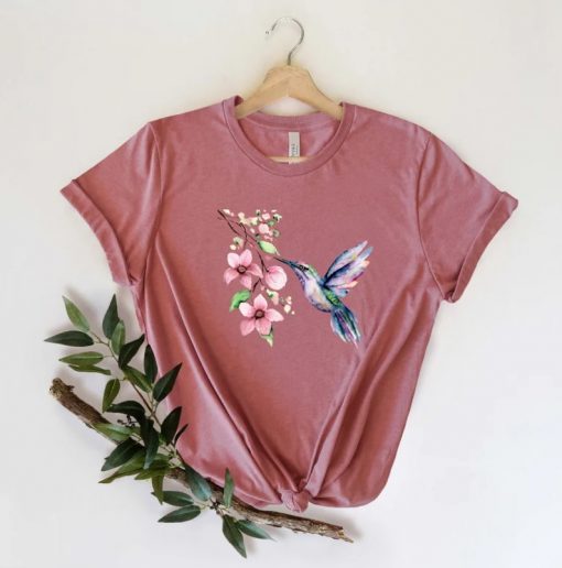 Floral Bird Shirt, Bird Lover Shirt, Watercolor Shirt