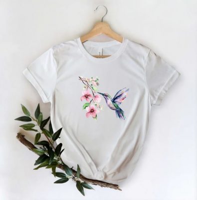 Floral Bird Shirt, Bird Lover Shirt, Watercolor Shirt