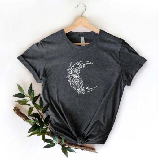 Floral Moon Shirt, Moon Lover Shirt, Moon Flower Shirt