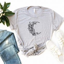 Floral Moon Shirt, Moon Lover Shirt, Moon Flower Shirt