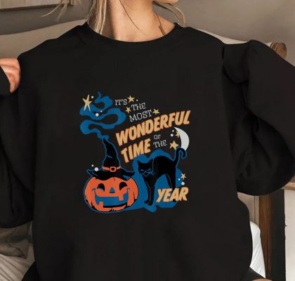 Its the Most Wonderful Time of the Year black cat Halloween T Shirt 2