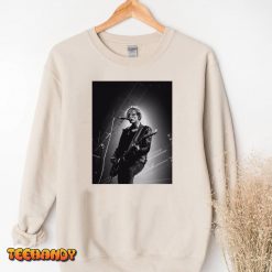 Jamie Campbell Bower Playing Guitar Black and White Poster Canvas Unisex T Shirt img3 t3