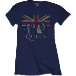 Ladies Queen Freddie Mercury Blue Union Jack Official T-Shirt