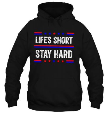 Lifes Short Stay Hard Stars And Line Red And Blue T Shirt 1