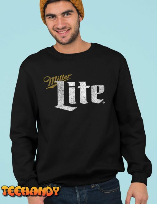 Miller Lite Beer Distressed Text Logo T-Shirt