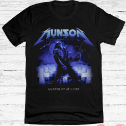 Munson Master of Hellfire Tee Metal Music Parody Shirt Sci-Fi TV Show T-Shirt