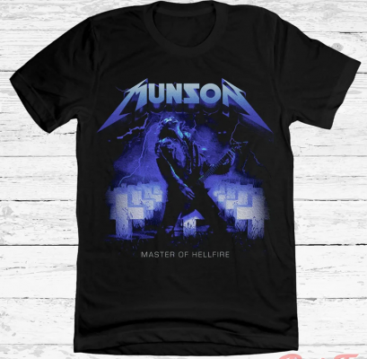 Munson Master of Hellfire Tee Metal Music Parody Shirt Sci-Fi TV Show T-Shirt