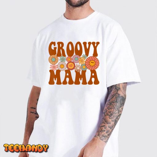 Retro Groovy Mama Matching Family 1st Birthday Party T-Shirt