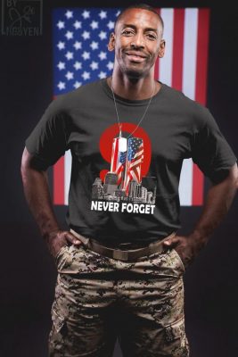 We Will Never Forget Flags On Twin Towers 9 11 Remembrance T Shirt 1
