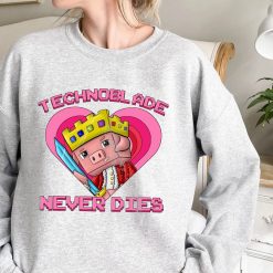 technoblade legends streamer never die in my heart t shirt 3