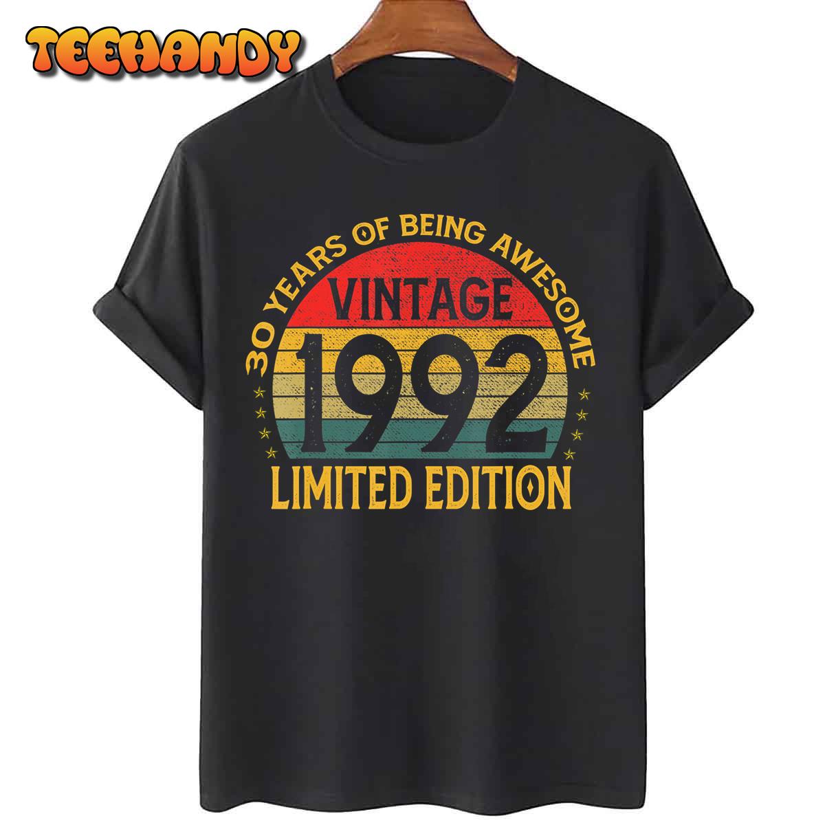 30 Year Old Gifts Vintage 1992 Limited Edition 30th Birthday T-Shirt