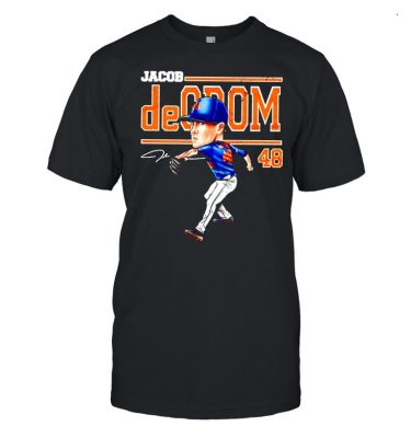48 Jacob deGrom Cartoon signature New York Baseball shirt 2
