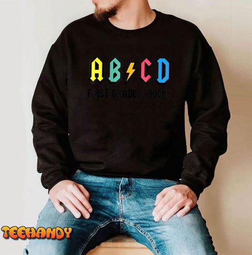 ABCD First Grade Rocks Back To School 1st Grade Teacher T-Shirt